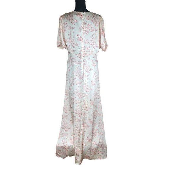 Sachin & Babi 12 Alli Gown Maxi Shift Dress floral Cream V Neck Puff Sleeve - Picture 6 of 9